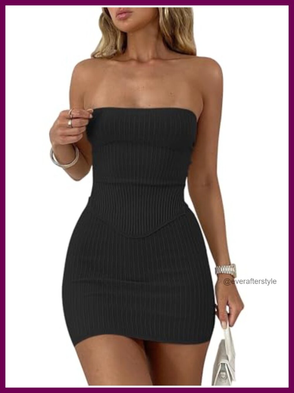 Women's 2 Piece Bodycon Skirt Set Strapless Crop Top Mini Party Dress